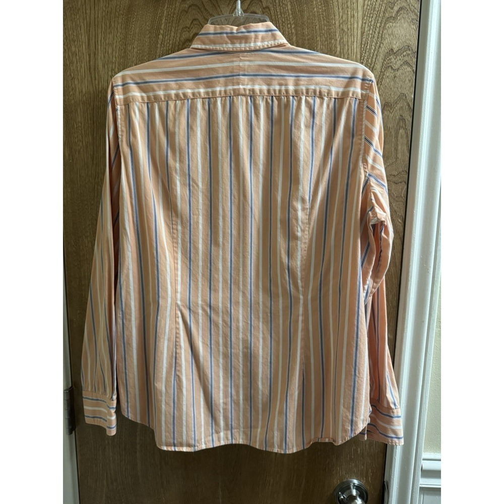 Ralph Lauren Womens Stripped Button Down Dress Shirt Size L Monogram Orange Blue - Picture 2 of 7